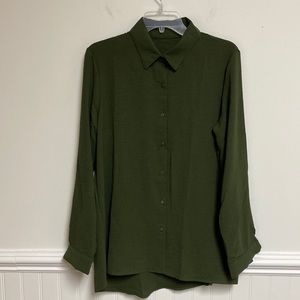 Womens Long sleeve dark green Blouse size L